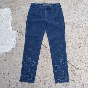 Soft Surroundings size 6 jeans blue star accent cotton stretch